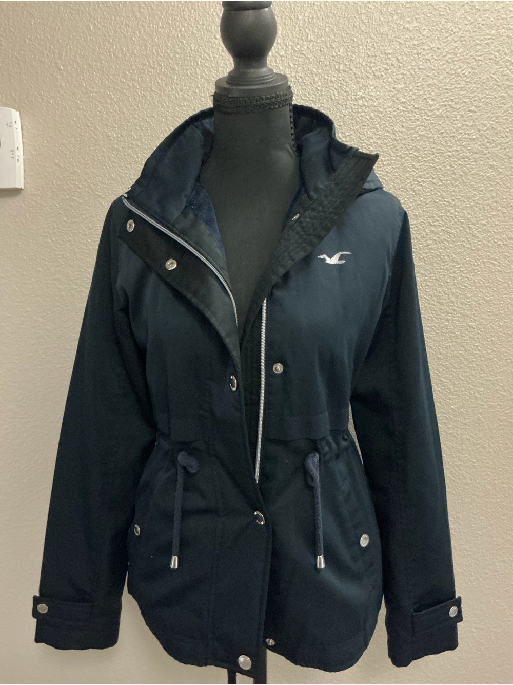 Hollister Dark Blue Hooded Utility Jacket